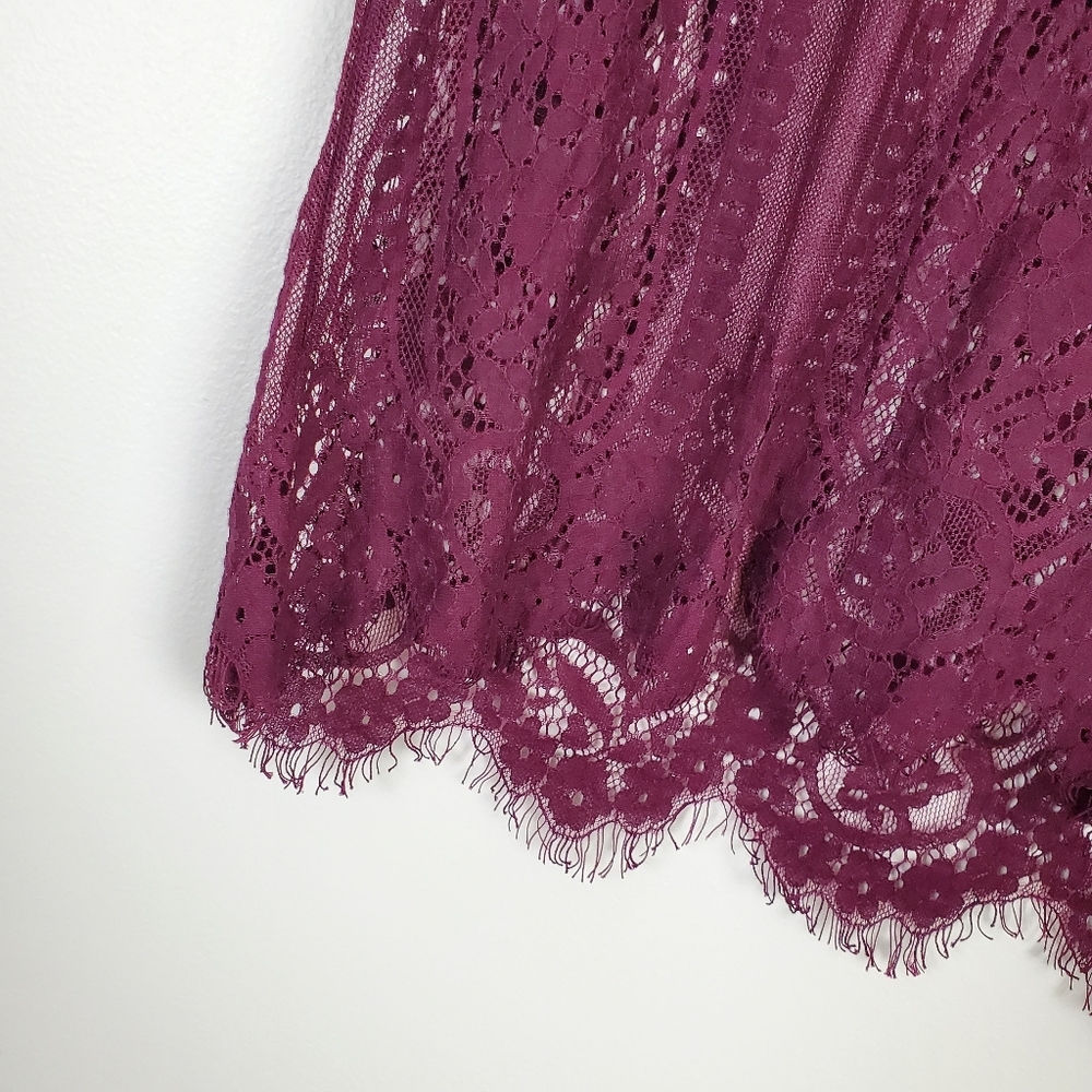 Rewind Womens Semi-Sheer Tunic Top Maroon‎ Medium - Picture 10 of 14